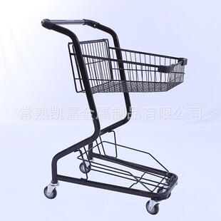 超市轻型购物车双层金属手车261日推理式 提篮场提篮车卖货车