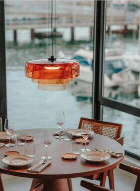 北欧餐厅吊灯设计感玻璃灯台in线245s简约现代书房卧吧室床头具吊