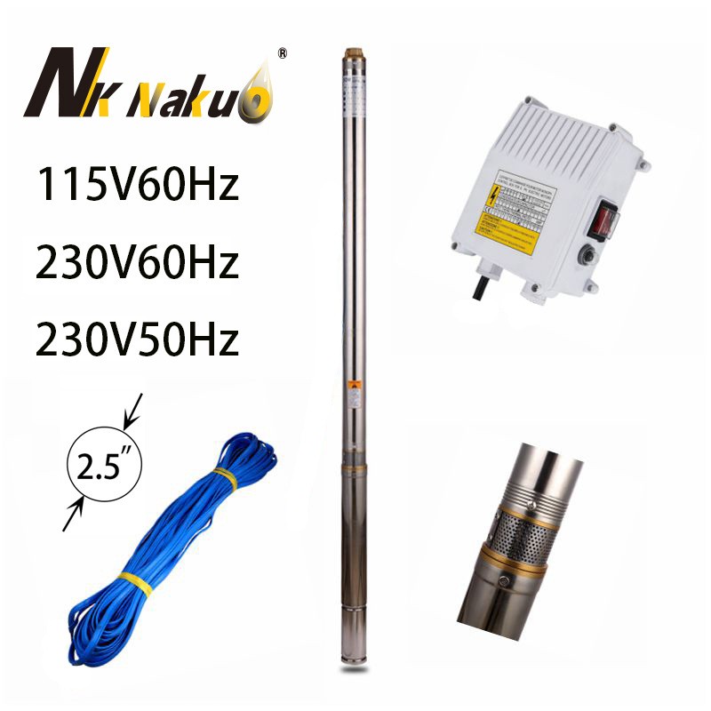 2.5‘’不锈钢深井泵115V/20V/60hz家用抽水泵1HP多级深井潜水泵