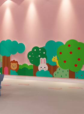 幼儿园森置环创设主题文化墙线装饰成品踢脚腰面贴纸环境布系材料
