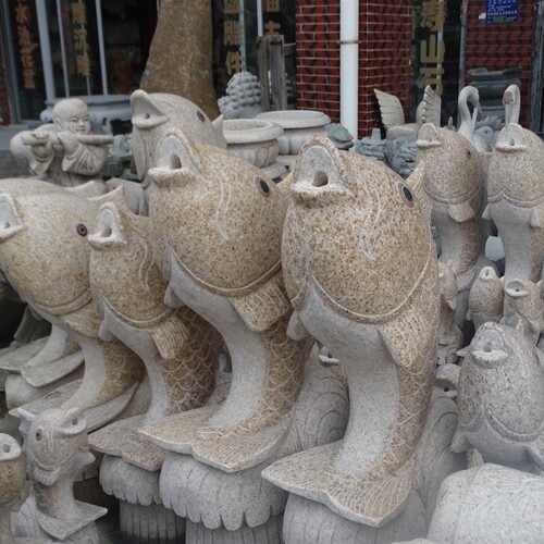 厂鱼直销 石雕工艺品鲤家喷水喷泉流石动物水材喷水摆件石头鱼