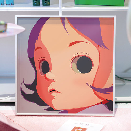 星野床 新款卡通潮孩版画玄关客厅装饰画女流卧室儿童房平头挂画