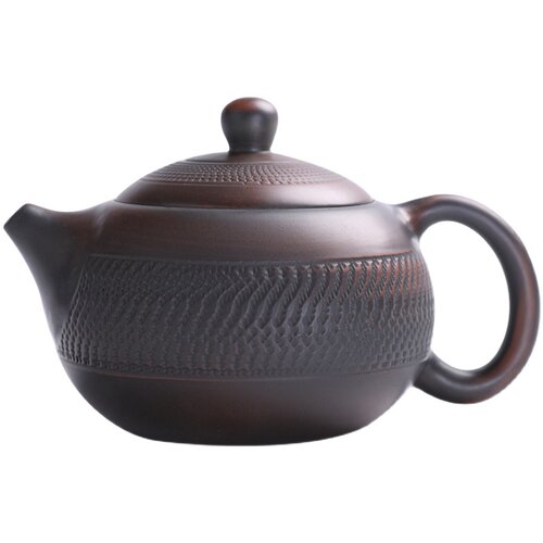 建水紫陶西壶单瓷茶施壶手工跳刀陶壶功夫茶具家用紫砂壶侧把壶