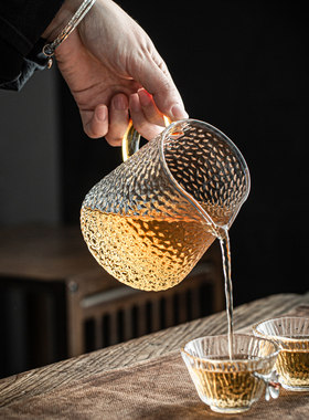 夫玉坊锤纹加厚耐热玻璃公道杯功馨茶具茶茶海公杯分茶器茶道配件