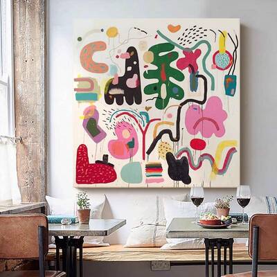 抽象画手绘油画小众术画正方形客厅装饰TRY-2038画味玄关挂餐艺厅