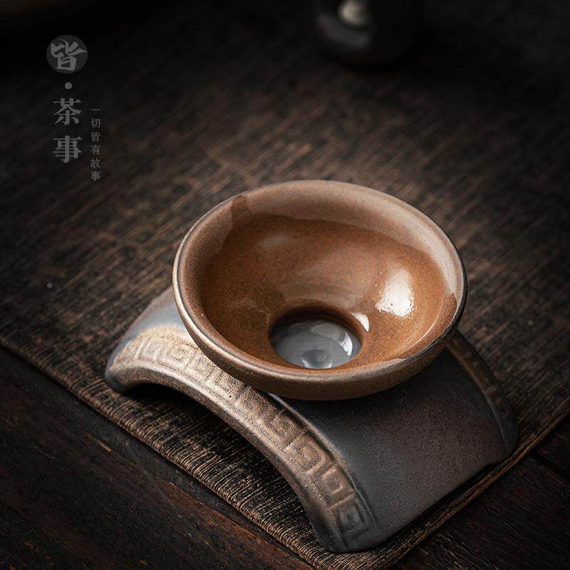陶茶漏过滤器中式瓷功夫茶具复cl220419古瓷陶网布茶滤组套装茶道