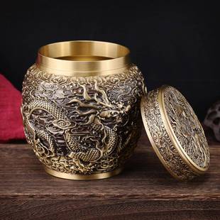 黄茶叶罐叶铜摆铜凤件龙G652-1茶罐