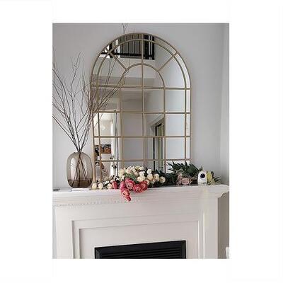 欧式创意挂饰轻奢镜圆客FXP子厅玄关背景弧面铁墙艺壁饰假窗户装