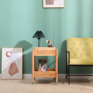 实木可移置桌动边茶桌MNT迷你储物小推车多层物架收纳清架移洁动