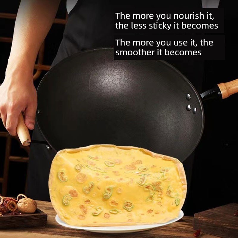 德国进口传统老式龟纹铸生铁锅家用炒菜锅无涂Q层不粘锅电磁炉专