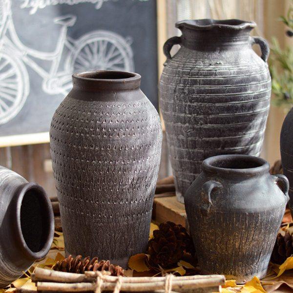 手工陶罐粗陶花瓶干花插花花器花盆复古摆件土陶坛子红陶仿古做旧,家居饰品,花瓶,淘宝优惠券,粉丝福利购,淘宝优惠卷