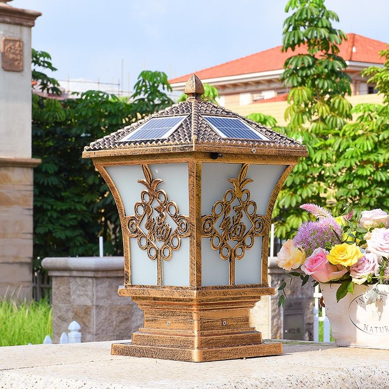 围墙柱头灯太f阳能户外庭院灯防水室外门柱灯花园别墅大门家用超