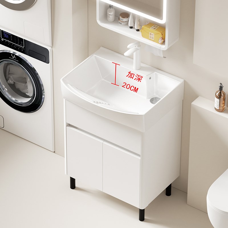 加大加深盆c阳台洗衣池小户型洗手盆家用落地室外一体搓衣板陶瓷