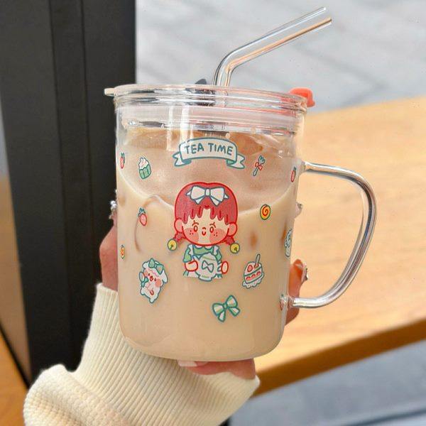 少女心吸管玻璃杯男女学生早餐牛奶喝水杯大容量耐高温水杯宝宝杯,厨房/烹饪用具,杯子,淘宝优惠券,粉丝福利购,淘宝优惠卷