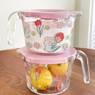 耐高温玻璃量杯带刻度早餐牛奶加热专用把手杯厨房打蛋面粉计量杯
