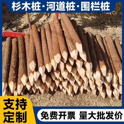 木桩打桩立柱户外河道工程带皮杉木桩F围栏园林绿化树木支撑杆栅