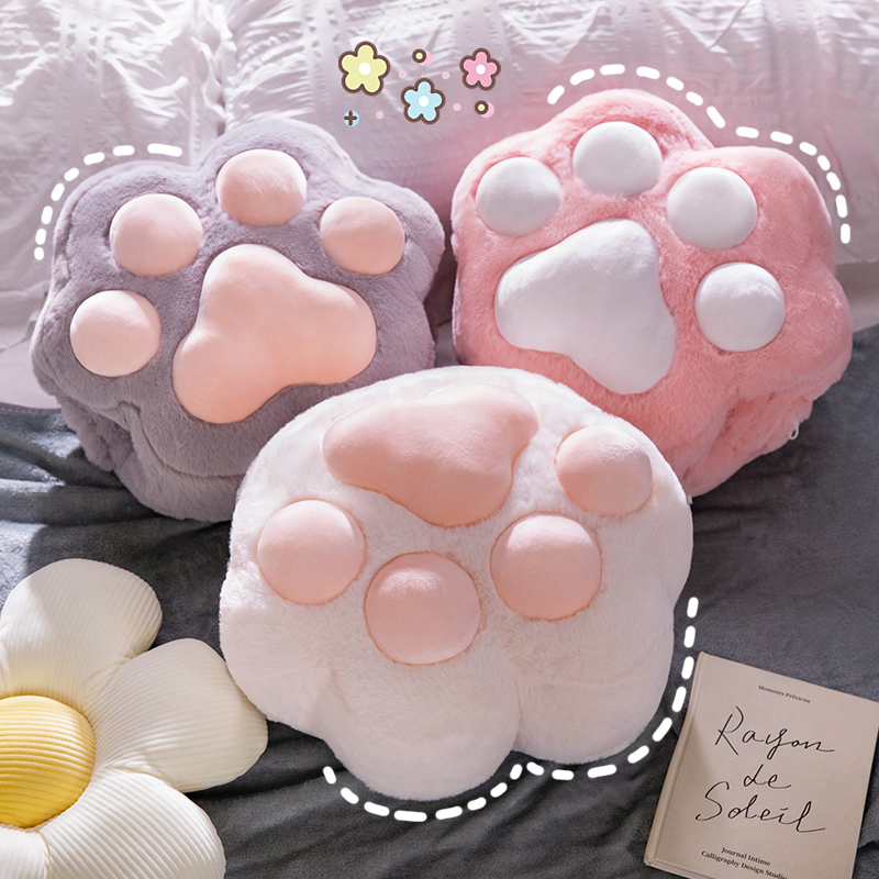 可爱猫爪抱枕被子两用办公室靠垫午D睡枕毯子二合一车用车载靠枕