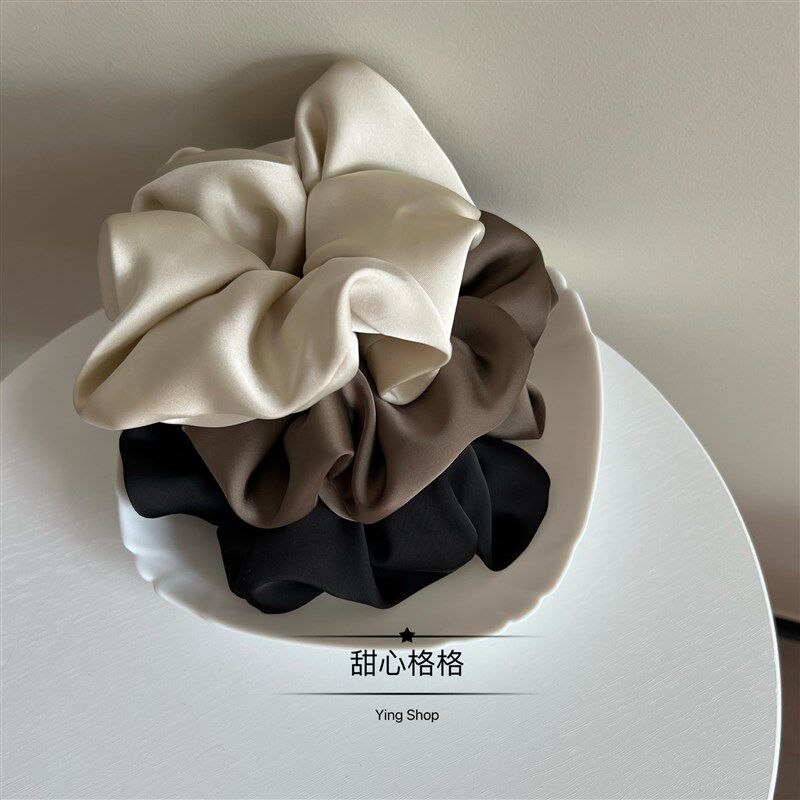 缎面超大号!韩式高品质美拉德色系慵懒大肠发P圈丸子头发绳肥肠圈