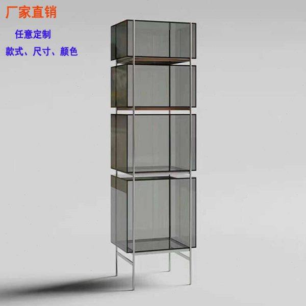 简约中古展示柜亚克力书架置物架落地收纳客厅不锈钢多层小型书柜,住宅家具,家用陈列柜,淘宝优惠券,粉丝福利购,淘宝优惠卷