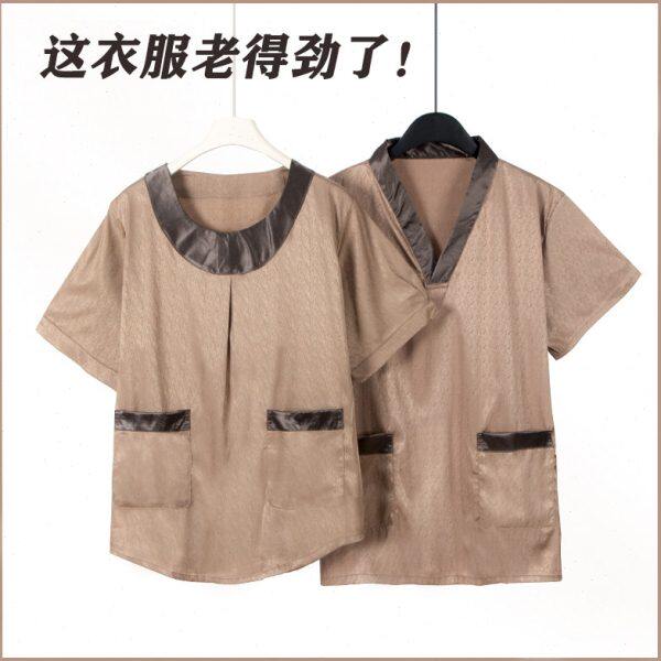 舒适丝滑汗蒸服女高档大码加肥男款桑拿洗浴服情侣款真丝绸感面料