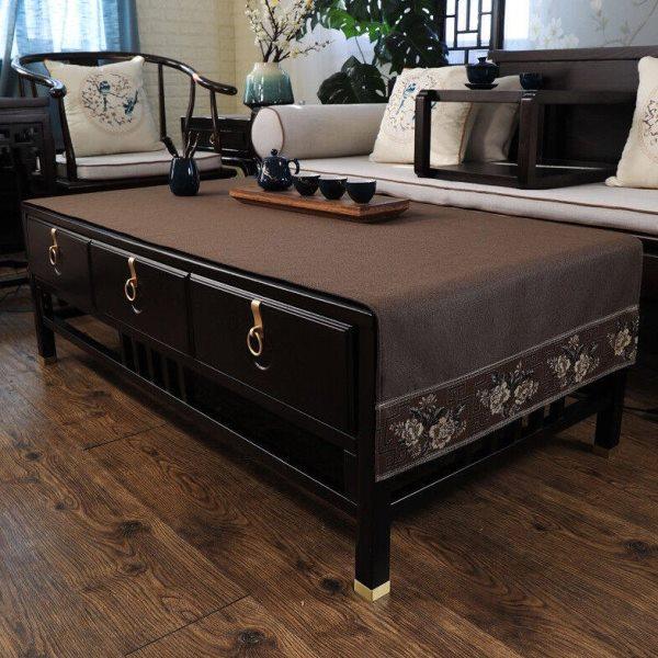 乐唯仕新中式茶几桌布套罩禅意长方形台布轻奢高档实木茶几布艺盖,居家布艺,茶几垫,淘宝优惠券,粉丝福利购,淘宝优惠卷