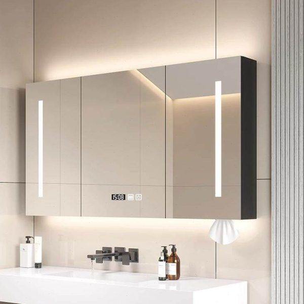 实木智能浴室镜柜挂墙式卫生间浴室镜带灯除雾洗手间镜子带置物架,家装主材,智能浴室镜,淘宝优惠券,粉丝福利购,淘宝优惠卷