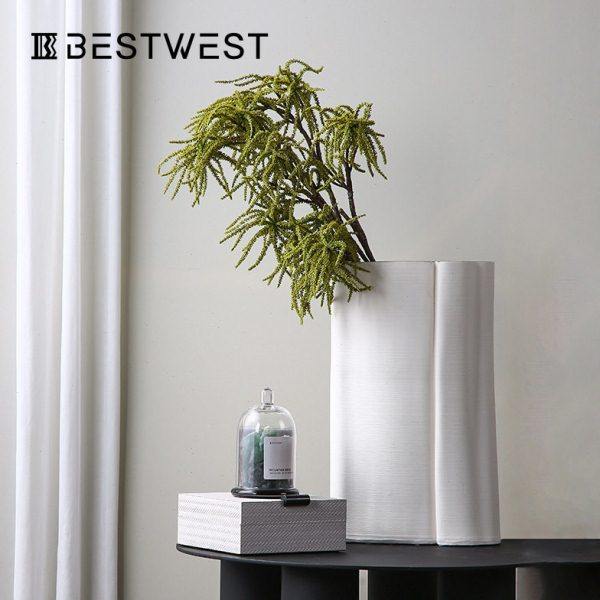 Best west 3D打印白色陶瓷花摆件 档家居样板房花盆干花花器,家居饰品,花瓶,淘宝优惠券,粉丝福利购,淘宝优惠卷