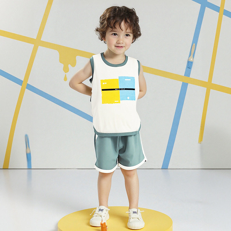 2025夏季儿童背心男童运动纯棉女童休闲时尚套装韩版童装A类薄款