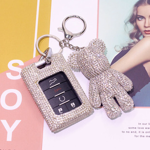 专用凯迪拉克SRX钥匙套XTS女钻ATS老款 凯雷德汽车钥匙包壳扣卡通