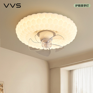 VVS奶油风卧室风扇灯主卧灯2025新款 简约全光谱护眼led房间吸顶灯