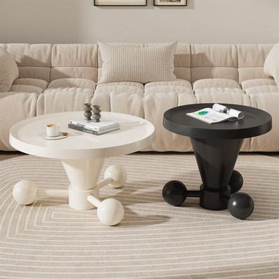 2025新款客厅高级感家用圆形奶油风茶几简约现代小户型沙发圆桌