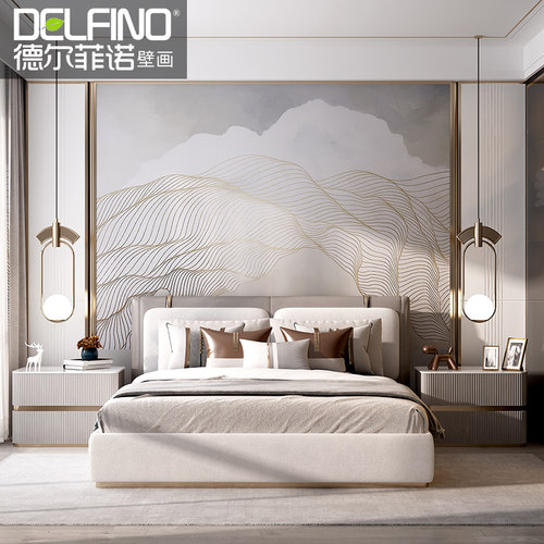 无缝墙布现代简约墙纸沙发客厅卧室壁纸电视背景墙定制壁布壁画