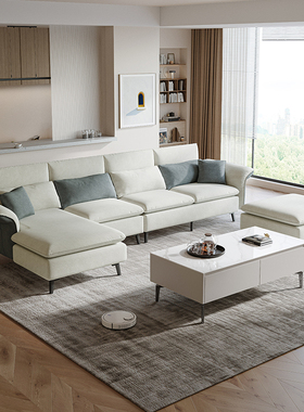 双虎布艺沙发意式轻奢客厅现代简约小户型转角组合贵妃沙发23817