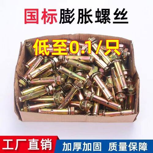 直销镀彩锌铁膨胀小头带孔膨胀丝金属膨胀螺栓8厘拉爆M6M8M10国标