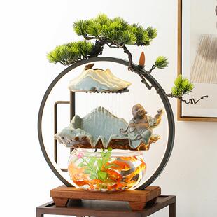 创迁意小型客循环水流摆件厅装饰生财招财喷泉UTP办公桌面鱼缸乔