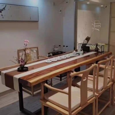 胡桃木实木公板桌桌原木茶板茶台南美花梨木大板台茶面办大桌2米