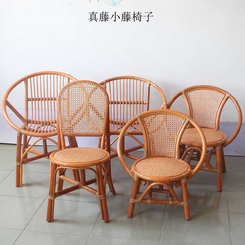 小凳子矮凳子小藤椅小餐椅乘凉家用椅小桌椅真藤椅靠背椅藤编椅子