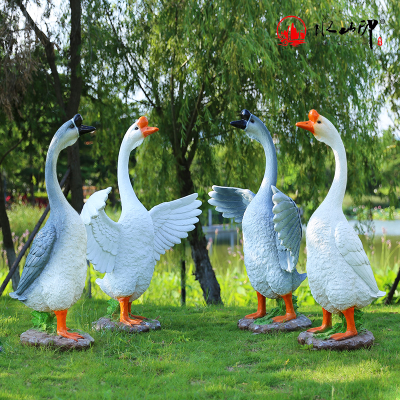仿真鹅雕塑田园风玻璃钢摆件乡村庭院子农家乐装饰户外公园林景观