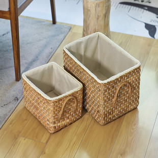 日式MUJ风格玉米皮收纳筐大号装书玩具储物整理箱抽屉收纳盒篮子