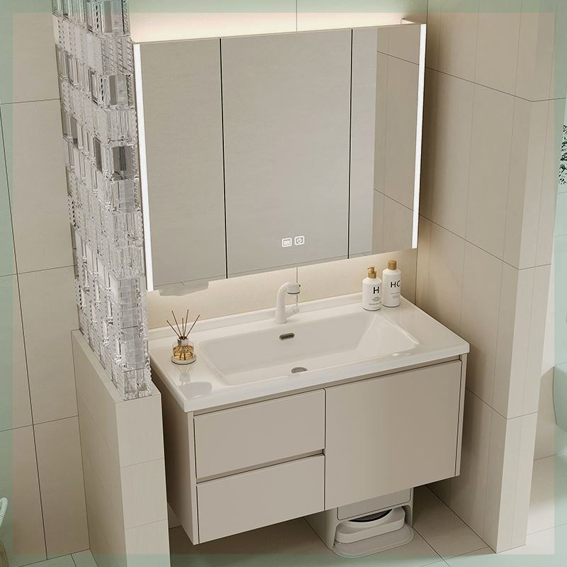 一体陶瓷盆浴室柜64CM74厘米84/94/104/114扫地机器人基站洗漱台