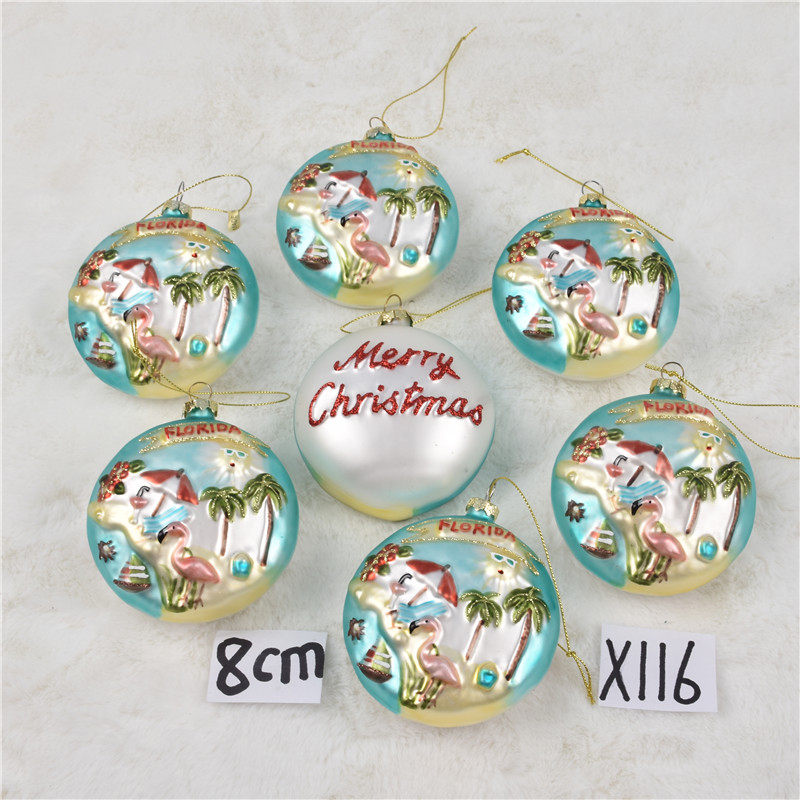 圣诞装饰品玻璃彩绘球挂件圣诞树场景布置玻璃吊球圣诞球装扮挂饰