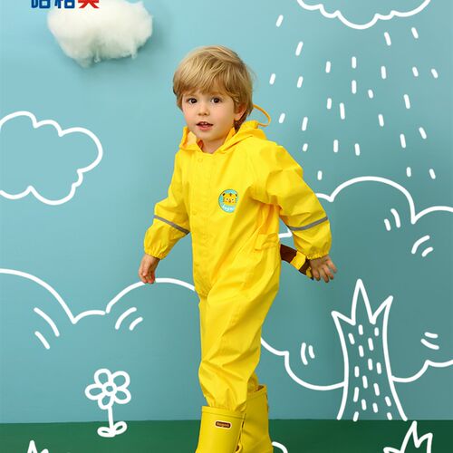 hugmii儿童雨衣连体恐龙造型幼儿园宝宝雨披男女童小孩学生大帽檐
