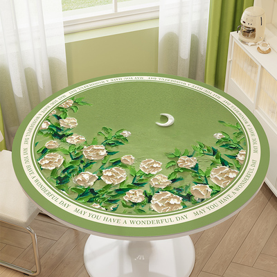 油画风圆形桌垫小茶几垫圆桌子桌布免洗防水防油防烫pvc餐垫定制