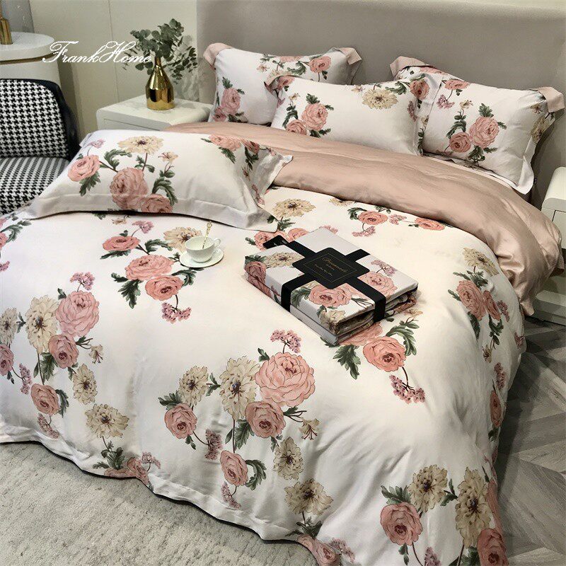 高端100支双面天丝床品四件套 夏季冰丝被套裸睡丝滑床单床上用品