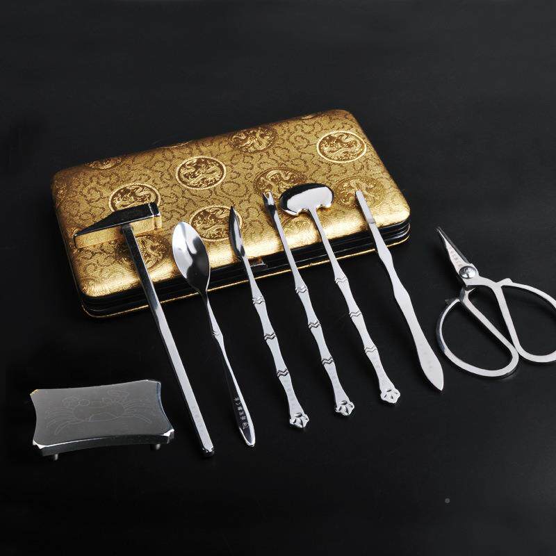 天配艺牌吃螃MHR工具金色龙纹苏州蟹八不锈钢蟹-阳澄湖大闸蟹件套