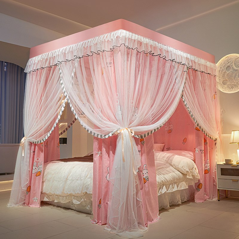 蚊帐家用卧室2025新款落地遮光公主风床帘1米8双人床大床防蚊床幔