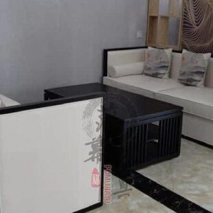 售楼处洽谈沙发新中式实木接待卡座酒店样板房布艺沙发家具定制