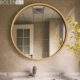 BOLEN圆镜实木浴室镜化妆镜装 饰镜简约洗手台卫生间防水镜子