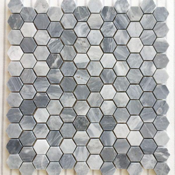 灰色六角石材马赛克墙贴吧台大理石云灰六边形文化石浴室卫生间