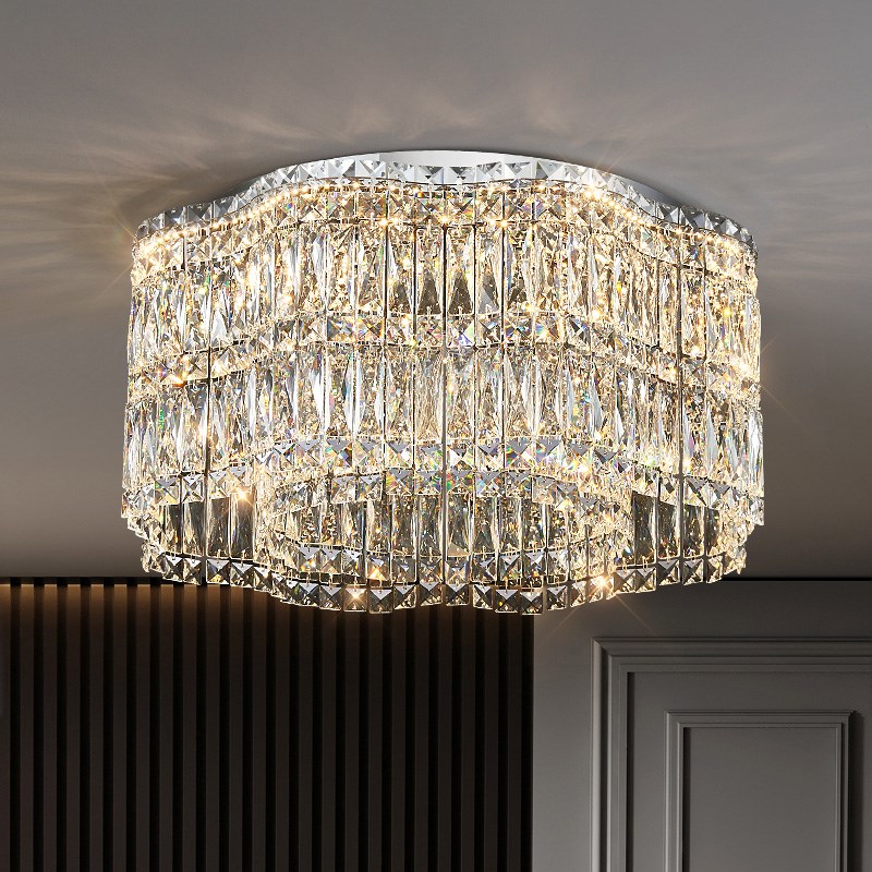 卧室轻奢主灯大气法式北欧v后现代创意高级感简约新款圆形水晶灯